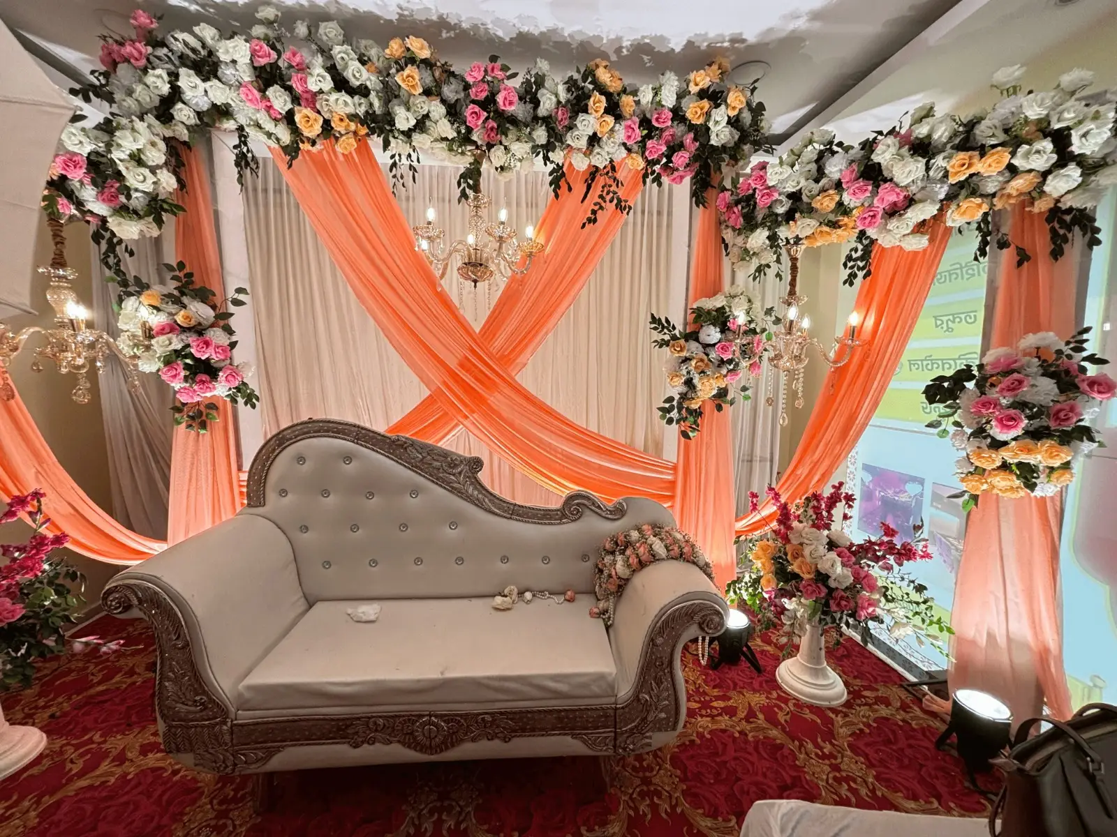 Crystal Chandelier Indoor Stage Setup in Bankura